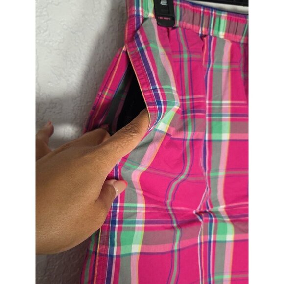 Polo Ralph Lauren Swim Trunks Men XL Pink Multicolor Plaid Madras Shorts Lined - Picture 2 of 7